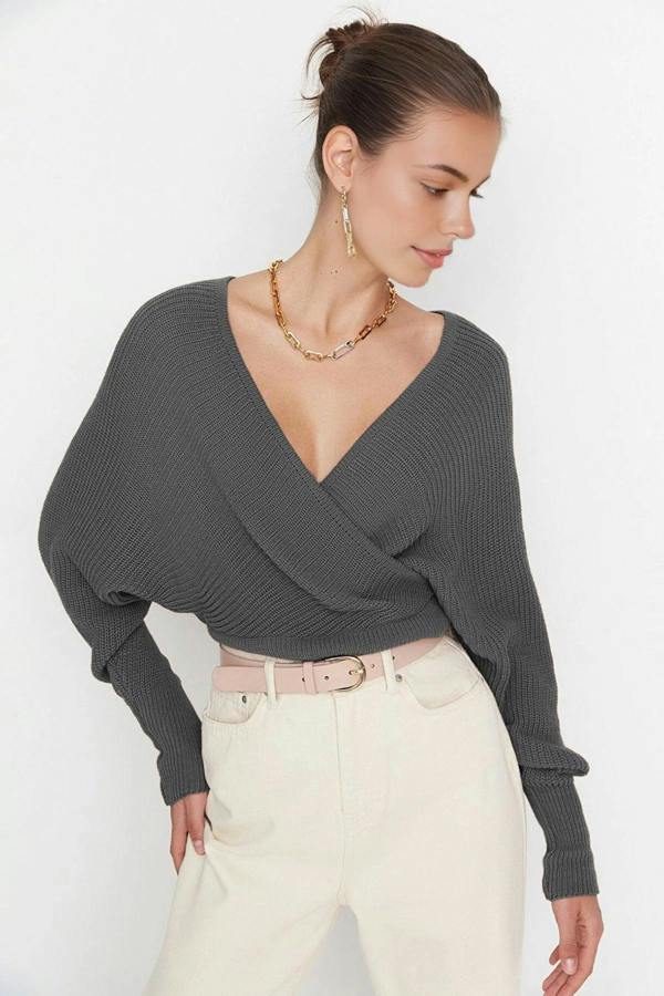 WOVCOR Wrap Front Knitted Jumper