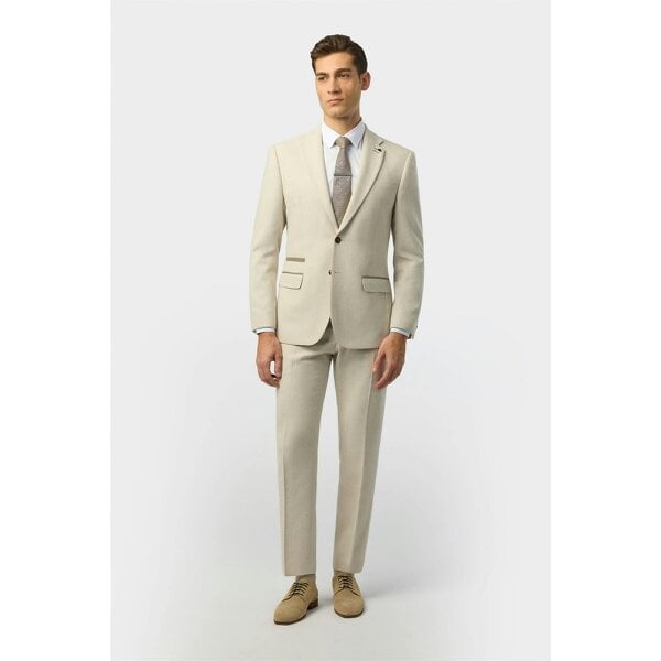 Antique Rogue Slim Fit Baxter Ecru Herringbone Tweed Jacket