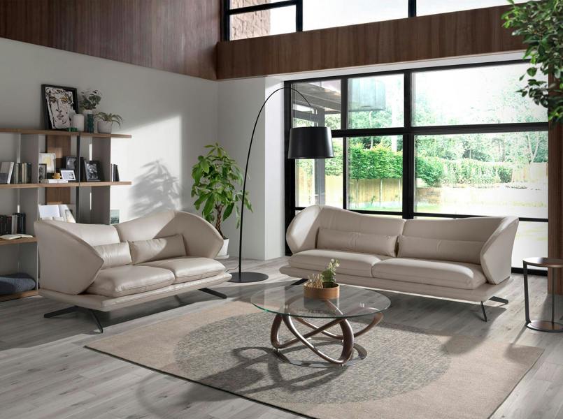 Angel Cerdá Taupe grey leather sofa 6145/6146