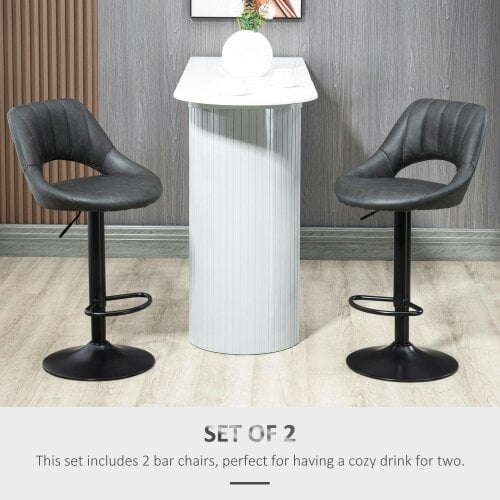 Wyld Haus Dova Lure Faux Leather Grey Swivel Bar Stools Set Of 2 With Backrest And Footrest