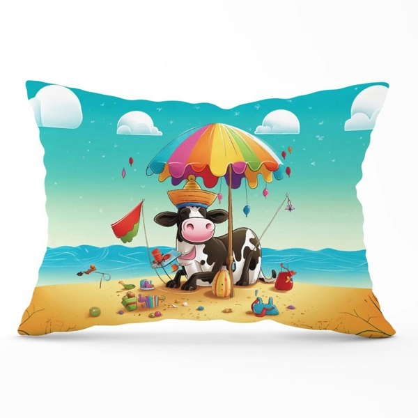 Warren Reed Cow On A Beach Holiday Cushions