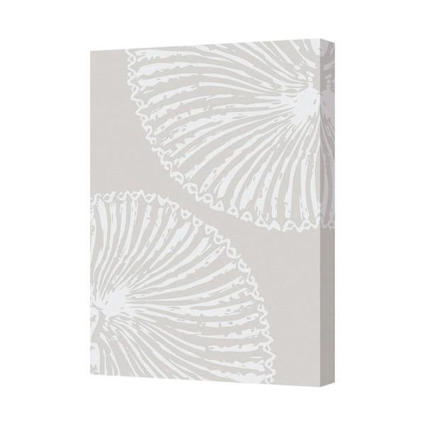 Benjamin Tate Design Canvas Wall Art White Seashell Pattern On Gray Background