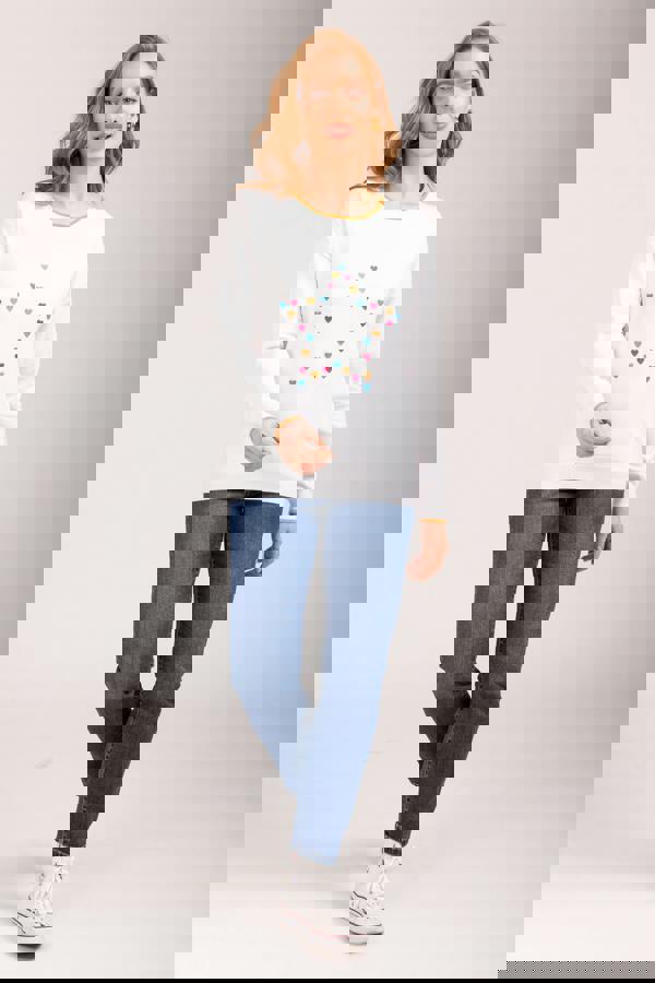 Mudflower Heart Embroidery Drop Shoulder Jumper