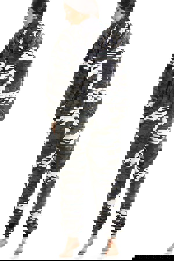 Camille Snow Camouflage Supersoft Fleece Zip Front Hooded All In One