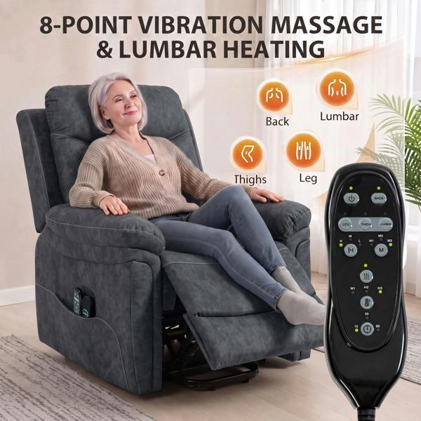 HOMCOM Riser Recliner Chair with Massage and Heat, Recliner Armchair, Grey