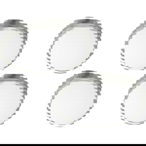 2 PACK Wall Flush Ceiling Light White Shade White Satined Nickel Plastic LED 24W Loops