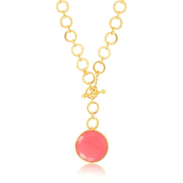 Lila Rasa Blushing  Pink Crystal With Loop Chain & T Lock