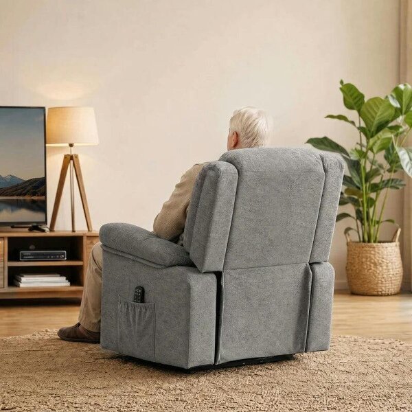 Oversized Riser Recliner Chair with Massage and Heat, Power Lift Recliner for Elderly with Wide Seat and Back, Grey