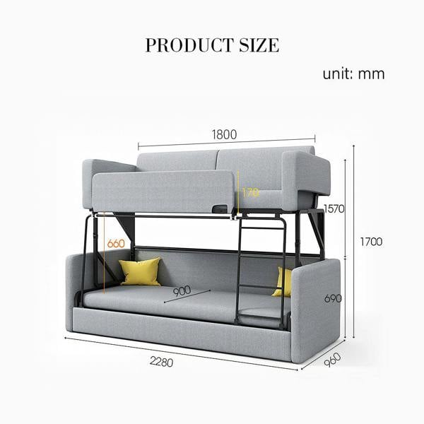 Detail view of Two Seater Sofa Bed, Kid Bunk Bed with next sofa bed