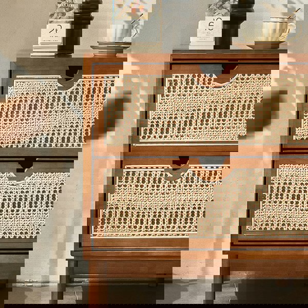 Kogi Bedside Table Solid Wood, Rattan-Weilai Concept-Weilai Concept