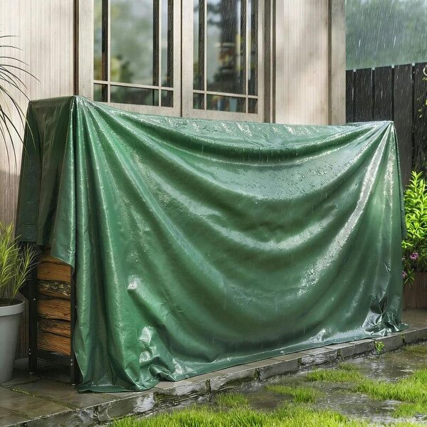 3 x 4m Waterproof Tarpaulin, 90GSM Tear-Resistant PE Tarp with Reinforced Grommets, UV Protected Cover - Green
