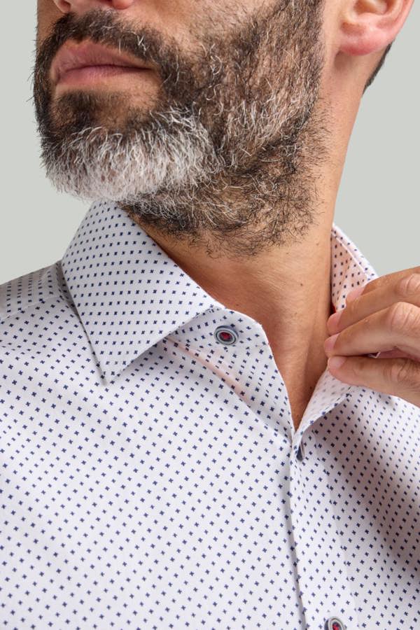 White Small Cross Print Cotton Shirt
