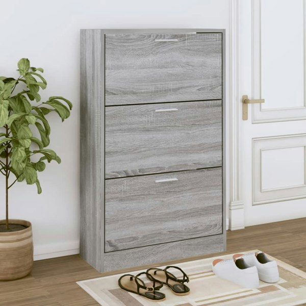 Berkfield Shoe Cabinet Grey Sonoma 63x24x103 cm Engineered Wood