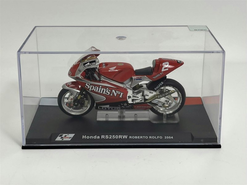 MCSlots Roberto Rolfo Honda RS250RW 2004 Moto GP Diecast Model 1:24 Scale  MC23