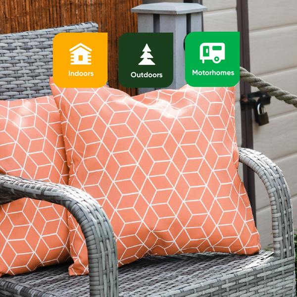 Gardenwize Pair of Outdoor Scatter Cushions – Orange Cube Design