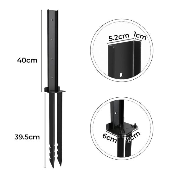 Traderight Heavy Duty Garden Metal Fence Post Repair Stake Anchor Ground Spike