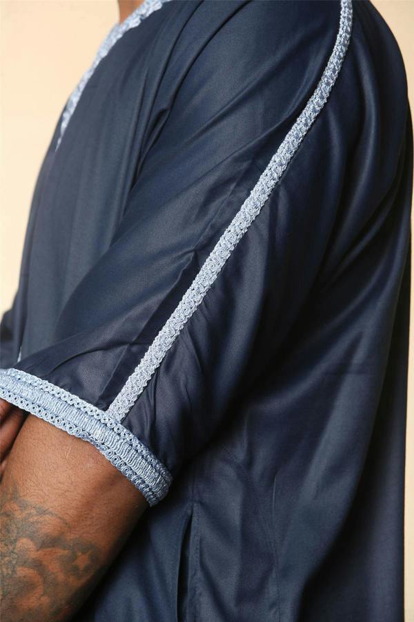 Infinity Leather Men's Blue Moroccan Thobe Jubba Robe Eid Djellaba Gandoura