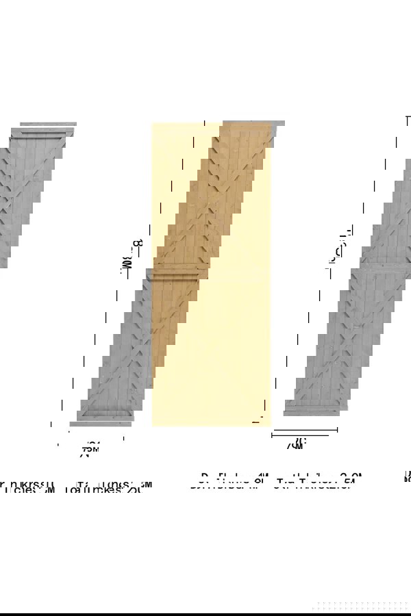 Living and Home 183x79cm Garden Pine Wood Flat Top Gate with 1pcs Latch & 3pcs 8 inch T-shaped Hinges