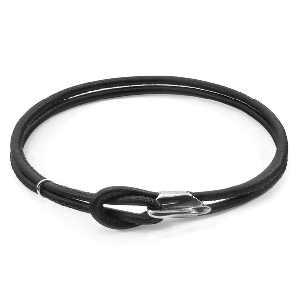 Anchor & Crew Raven Black Orla Silver and Nappa Leather Bracelet