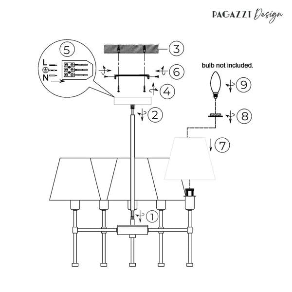 Pagazzi Lighting Taliah 5-Light Antique Brass Semi-Flush Ceiling Light