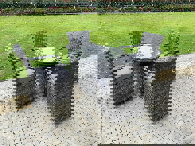 Fimous 4-Seater Rattan Garden Furniture Dining Set with Round Clear Glass Table & Outdoor Wicker Chairs