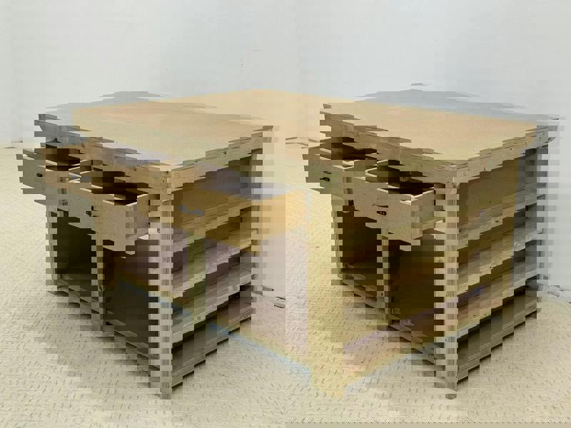 Arbor Garden Solutions Wooden Workbench MDF Top with Extra shelving and Drawers Depth-3ft