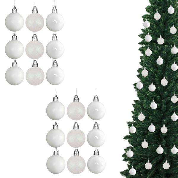 Shatchi 5cm White PVC Christmas Baubles, Pack Size Options for Festive Tree and Seasonal Displays