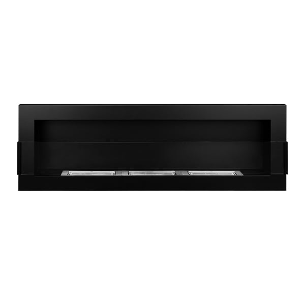 BIOFireplacesGMT Bioethanol Fireplace Wall Mounted 1200x400 Black Matt with Glass Ventless