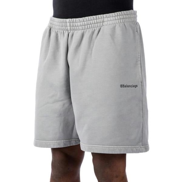 Balenciaga BB Logo embroidered Cotton Shorts   in  Grey