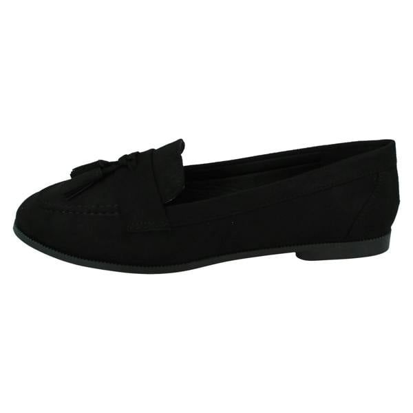 Spot On Ladies Spot On Tassel Trim Wide Fit Slip On Shoes F80560
