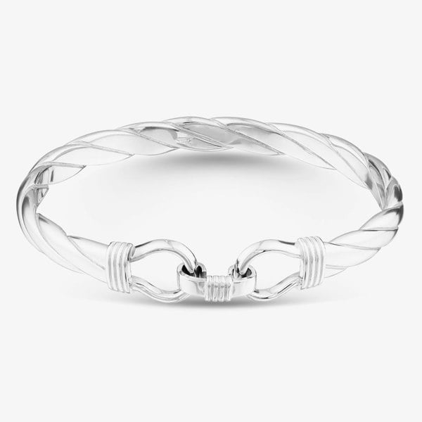 T. H. Baker Sterling Silver Large Solid Hook Bangle S8034