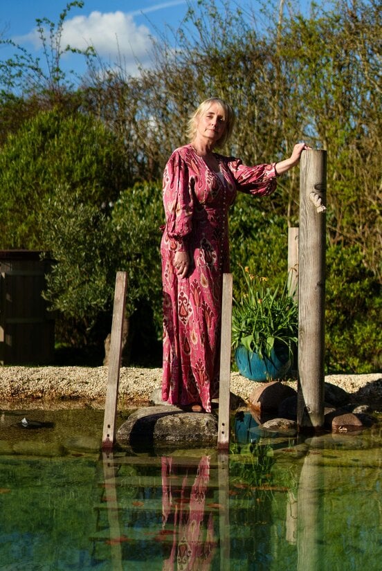 Rose Pink Aztec print satin button through maxi dress