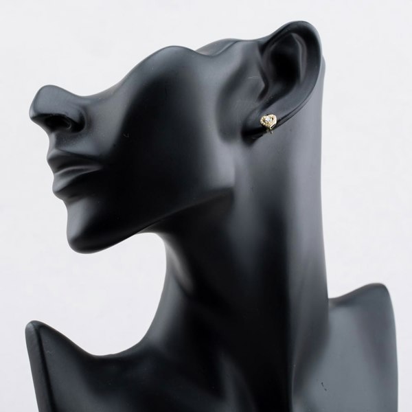 T. H. Baker 9ct Yellow Gold Cubic Zirconia Halo Heart Stud Earrings 1.59.1820