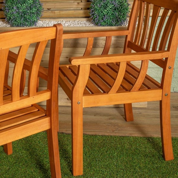 Samuel Alexander Outdoor Wooden Garden Slatted Side Table with 2 Chairs
