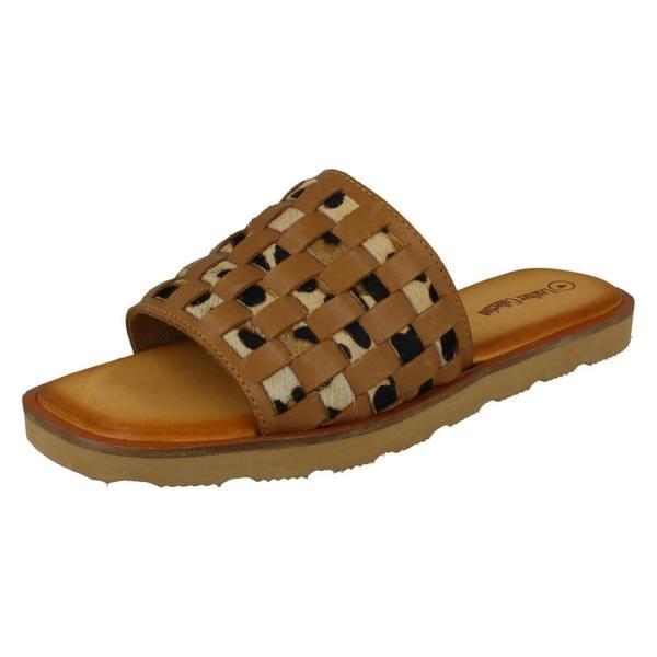 Leather Collection Ladies Leather Collection Leopard Print Sliders F00341