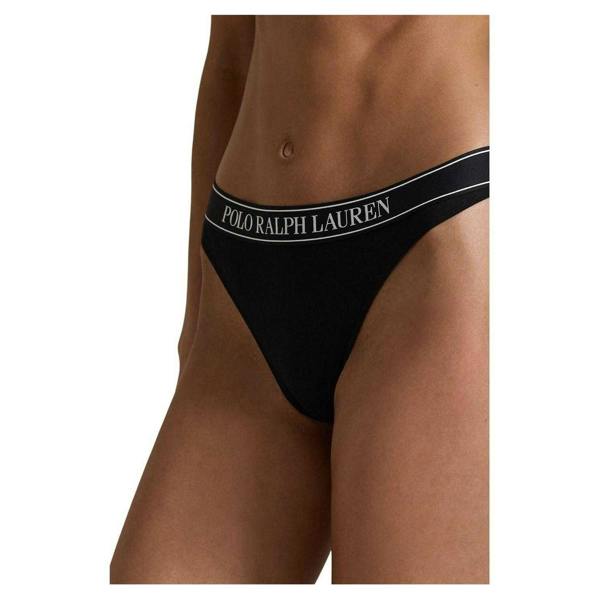 Ralph Lauren Womens/Ladies Polo Cotton Blend Thong - Black - 