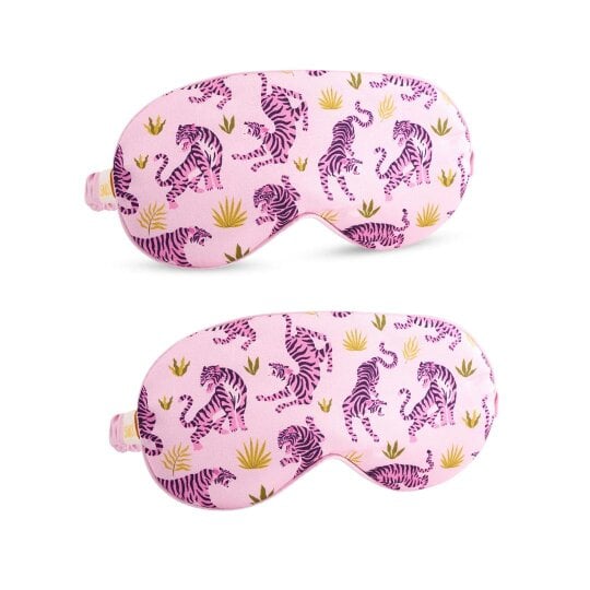 Satin Sleep Mask Twin Pack Sets - Various Designs - Pink Tiger