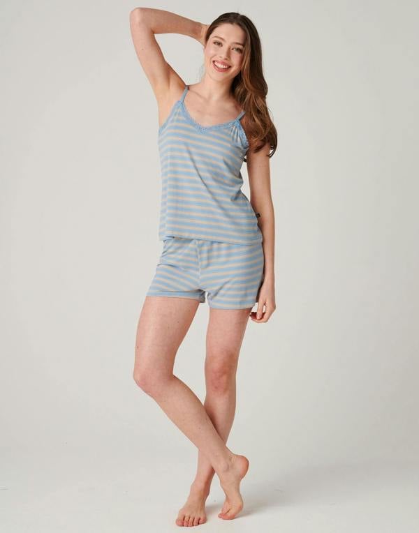 British Boxers Women's Bamboo Lace Camisole Short Pyjama Set - Cornish