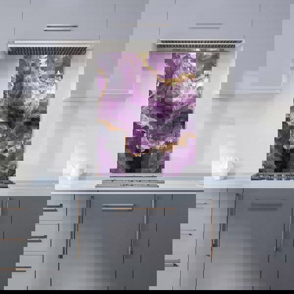 Warren Reed - Designer Deep Purple Marble Effect Kitchen Splashback