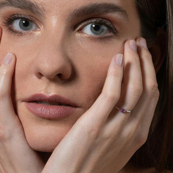 Adjustable Light Pink Ring for Women with a Square Zirconia Stone - namana.london