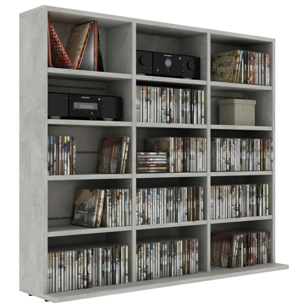 Berkfield CD Cabinet Concrete Grey 102x23x89.5 cm Engineered Wood