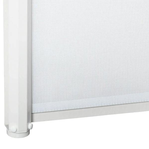 White mesh panel retractable gate with textured breathable fabric and lower frame