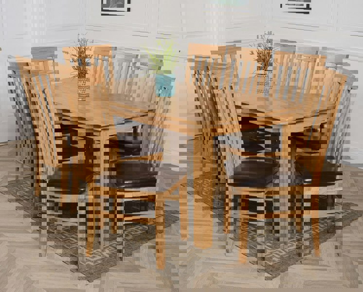 That's Furniture Oslo 180 x 90cm Large Oak Dining Set with Harvard Oak Chairs