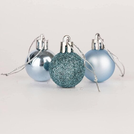 Shatchi Light Blue Shatterproof Christmas Baubles Pack Sizes 12 or 24, 30mm Tree Decorations