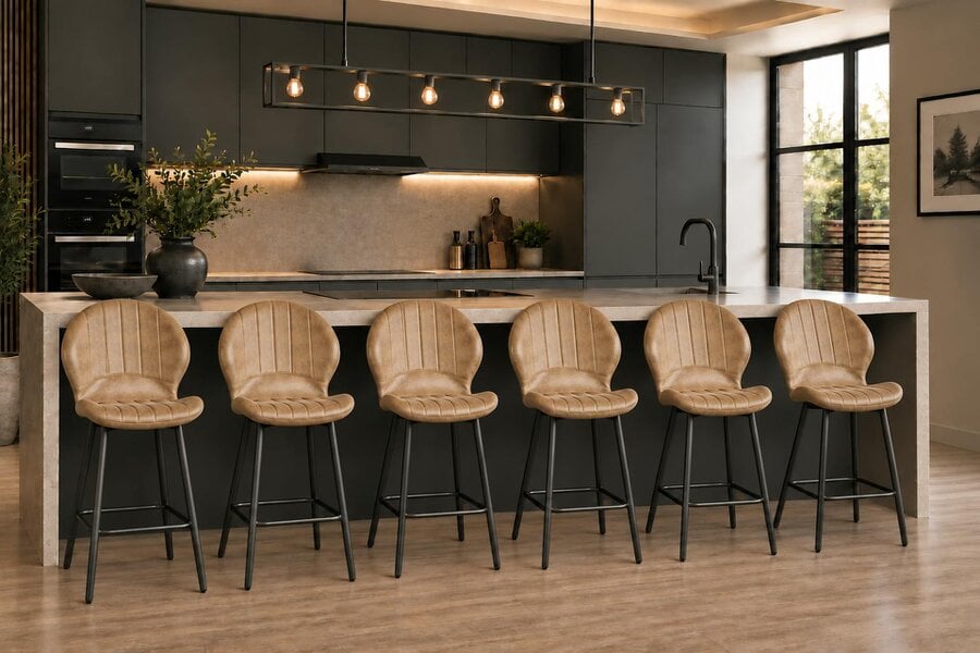 Outdoor Living Jaydn Distressed Leather Comfort Bar Stools
