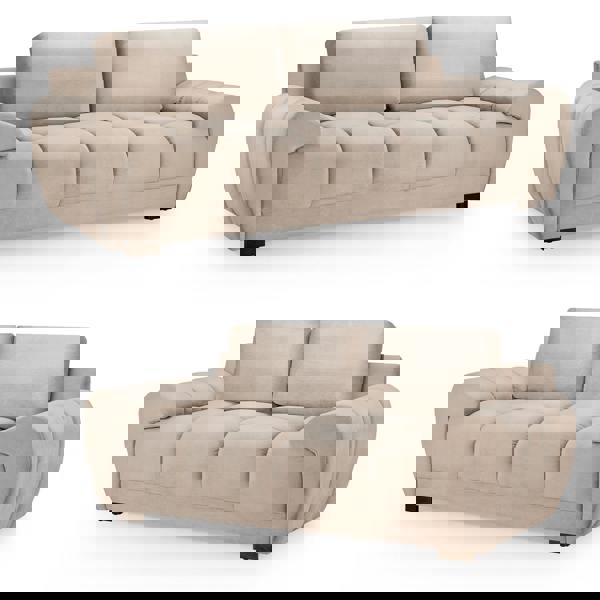 Furnishings For Less Zura Plush Velvet Large 3 + 2 Sofa Suite | Cream, Grey or Mocha