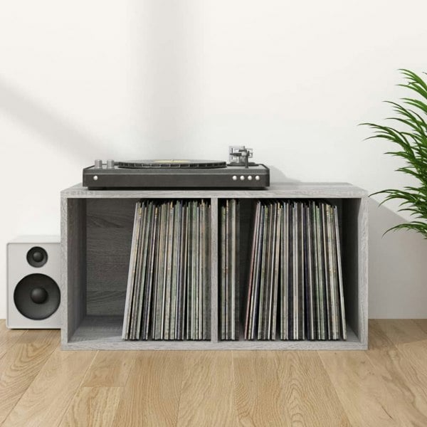 Berkfield Vinyl Storage Box Grey Sonoma 71x34x36 cm Engineered Wood