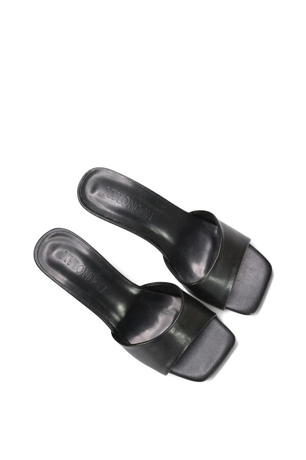 XY LONDON Square Toe Stiletto Kitten Heel Mule Sandals