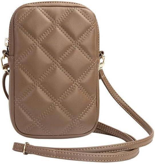Guess 4G Zip Quilted Universal Phone Pouch with Strap Brown - GUWBZPSQSSGW