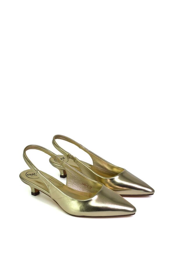 XY LONDON Pointed Toe Sling Back Kitten Heel Sandals